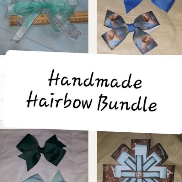 ** 6 Handmade Hairbows Value Bundle Barrette Clips - Picture 1 of 8
